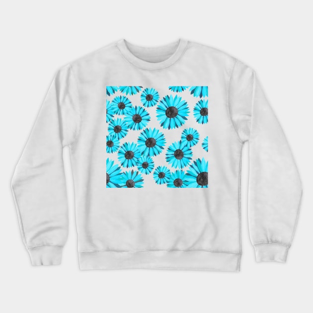 Watercolor Sunflowers Pattern - Light Blue Crewneck Sweatshirt by monitdesign